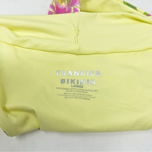 FRANKIES BIKINIS Women’s Yellow Pink Floral NICK Swim Bottom In MOJITO Size L - Picture 5 of 5